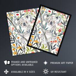 "Artery8 Happy Koala Bear on Blooming Tree Watercolour Wall Art Print - Size: W18"" x H24""" - thumbnail 2