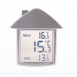 mysmartbuy Digital Window or Wall Thermometer - House Shaped Indoor Outdoor Temperature Meter with Digital Display in Celsius or Fahrenheit in Grey - thumbnail 2