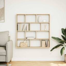 Berkfield Home Wall Cube Shelf 12 Compartments Sonoma Oak Engineered Wood in Light Oak - thumbnail 3