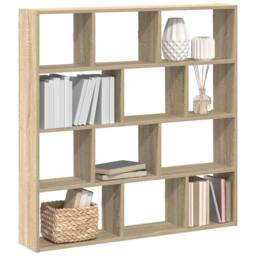 Berkfield Home Wall Cube Shelf 12 Compartments Sonoma Oak Engineered Wood in Light Oak - thumbnail 2