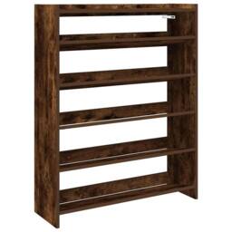Berkfield Home Shoe Rack Smoked Oak 80x25x100 cm Engineered Wood in Brown - Size: 80 x 25 x 100 cm - thumbnail 2