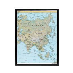 "Artery8 CIA 2004 Map of Asia China Russia India Framed Canvas Wall Art Print in Blue - Size: W18"" x H24""" - thumbnail 1