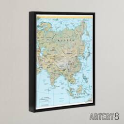 "Artery8 CIA 2004 Map of Asia China Russia India Framed Canvas Wall Art Print in Blue - Size: W18"" x H24""" - thumbnail 2