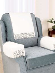 Chums NonSlip Cotton Lace Chair Backs Pair in Ecru