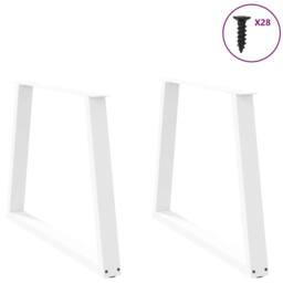 Berkfield Home Modern Dining Table Legs V-Shape 2 pcs White 90x(72-73.3) cm Steel
