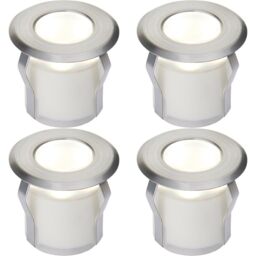 Loops 4 PACK Recessed Decking IP67 Guide Light - 0.8W Cool White LED - Stainless Steel in Metallics