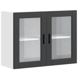 Berkfield Home Kitchen Wall Cabinet with Glass Door Porto Black - thumbnail 2