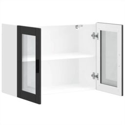 Berkfield Home Kitchen Wall Cabinet with Glass Door Porto Black - thumbnail 6