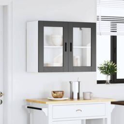 Berkfield Home Kitchen Wall Cabinet with Glass Door Porto Black - thumbnail 4