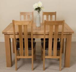 Thats Furniture Richmond 140-220cm Oak Extending Dining Table & 4 Princeton Chairs in Brown - thumbnail 2