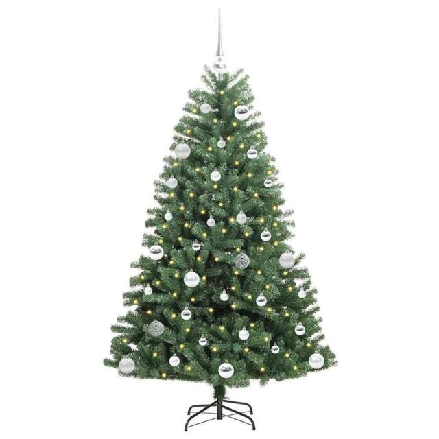 Berkfield Home Realistic Artificial Hinged Christmas Tree Green 150 cm PVC & Metal - image 1