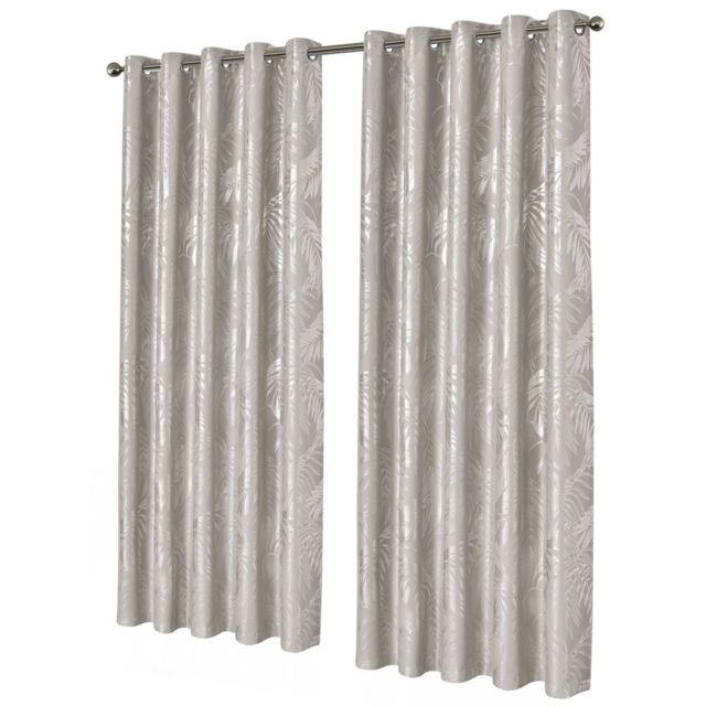 New Edge Blinds Leaf Sparkle Blackout Curtains in Silver, 228cm x 228cm in Light Beige - Size: 167 cm width x 137 cm drop