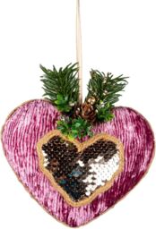 Shatchi 16.5cm Pink Heart - Christmas Hanging Decoration