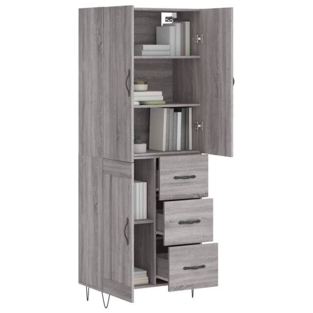 Berkfield Home Highboard Grey Sonoma 69.5x34x180 cm Engineered Wood - image 1