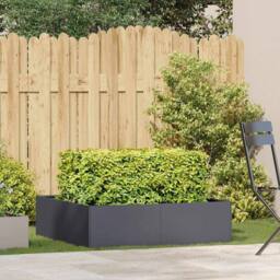 Berkfield Home Planter Anthracite 100x100x30 cm Steel in Dark Grey - Size: 100 x 100 x 30 cm
