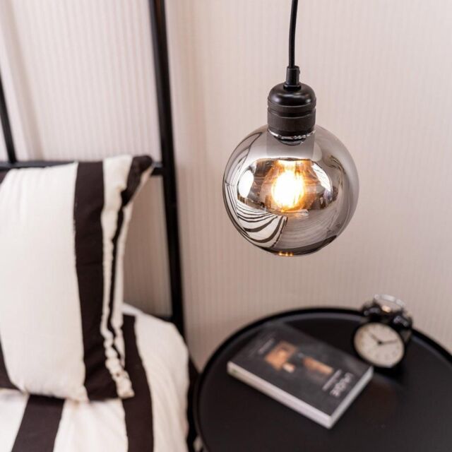 ValueLights Bellamy Easy Fit Smoke Glass Shade with 4W LED Warm White Bulb in Metallics - Size: 6 inches - image 1