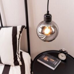 ValueLights Bellamy Easy Fit Smoke Glass Shade with 4W LED Warm White Bulb in Metallics - Size: 6 inches