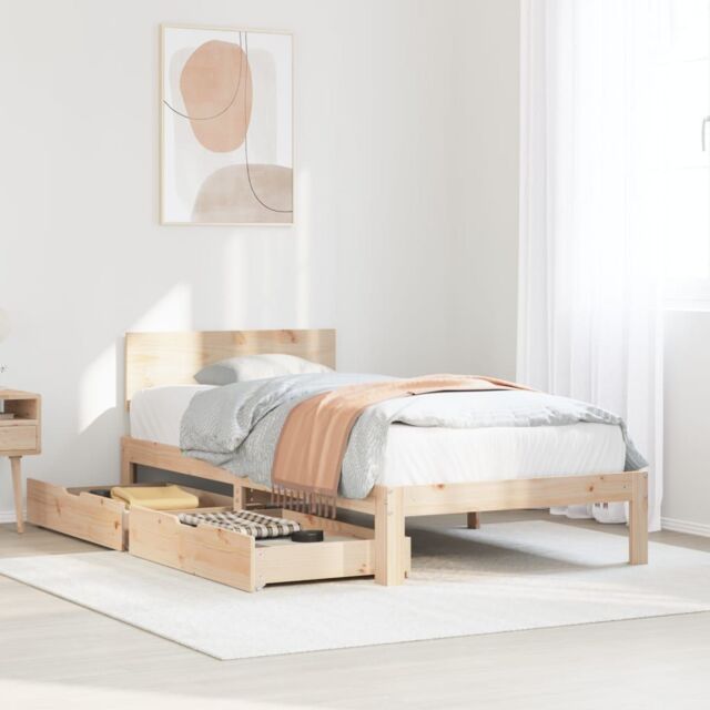 Berkfield Home Bed Frame with Drawers without Mattress 90x190 cm Single in Brown - image 1