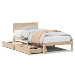 Berkfield Home Bed Frame with Drawers without Mattress 90x190 cm Single in Brown - thumbnail 2
