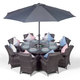 Thats Furniture Arizona Round 8 Seater Rattan Dining Set with Ice Bucket Drinks Cooler in Grey - thumbnail 1
