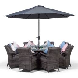 Thats Furniture Arizona Round 8 Seater Rattan Dining Set with Ice Bucket Drinks Cooler in Grey - thumbnail 2