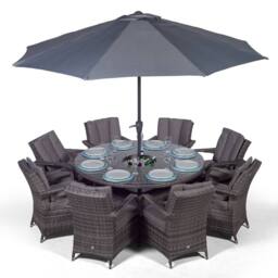 Thats Furniture Arizona Round 8 Seater Rattan Dining Set with Ice Bucket Drinks Cooler in Grey - thumbnail 6
