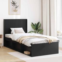 Berkfield Home Bed Frame with Storage & Headboard Black 75 x 190 cm