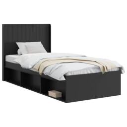 Berkfield Home Bed Frame with Storage & Headboard Black 75 x 190 cm - thumbnail 2