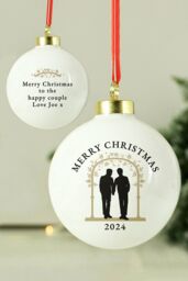 Personalised Memento Company Men's Personalised Mr & Mr Bauble in White - thumbnail 4