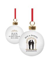 Personalised Memento Company Men's Personalised Mr & Mr Bauble in White