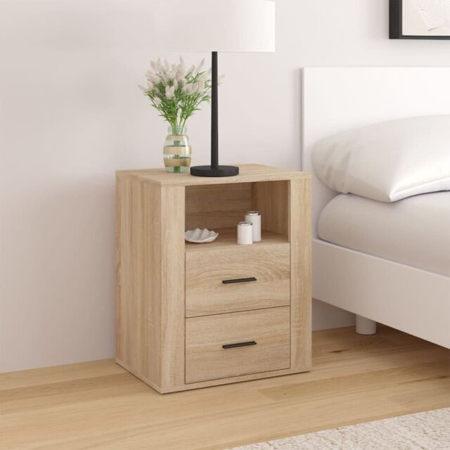 Berkfield Home Bedside Cabinet Sonoma Oak 50x36x60 cm Engineered Wood in Brown - Size: 50 x 36 x 60 cm - image 1