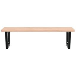 Berkfield Home Basin Shelf Wall Mounted Steel & Solid Wood Beech in Brown - thumbnail 4
