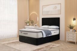 "Somnior Eleanor Plush Divan Bed Set with Pillowtop Mattress & 54"" Headboard in Black - Size: Super King"