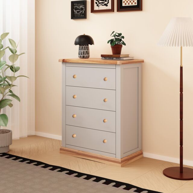 Cabinet Bits Bomporto 4 Drawer Chest of Drawers Wood Knob in Light Grey - image 1