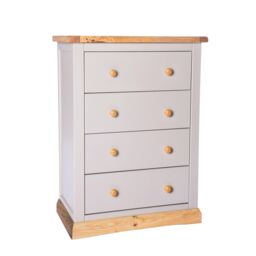 Cabinet Bits Bomporto 4 Drawer Chest of Drawers Wood Knob in Light Grey - thumbnail 2