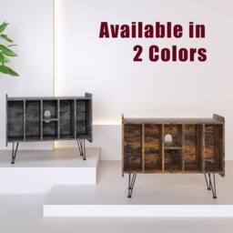 Huhote Record Player Stand Vinyl Turntable Stand With 3 Tier Storage Cabinet in Grey - thumbnail 7