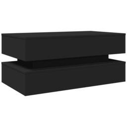 Berkfield Home Coffee Table with LED Lights Black 90x50x40 cm - Size: 90 x 50 x 40 cm - thumbnail 3