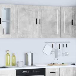 Berkfield Home Kitchen Wall Cabinets 2 pcs¬†Porto Concrete Grey Engineered Wood - thumbnail 4