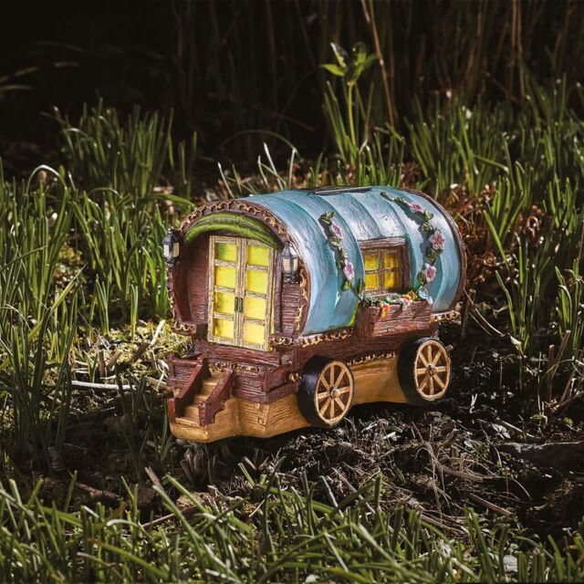 mysmartbuy Solar Powered Gypsy Rose Caravan LED Light Up Garden Ornament