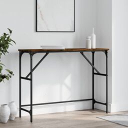 Berkfield Home Console Table Smoked Oak 100x32x75 cm Engineered Wood in Brown - Size: 100 x 32 x 75 cm - thumbnail 1