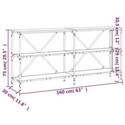 Berkfield Home Console Table Grey Sonoma 160x30x75 cm Engineered Wood & Iron - Size: 160 x 30 x 75 cm - thumbnail 9