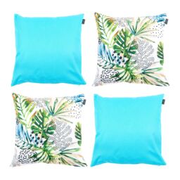 icon Indoor & Outdoor Waterproof Cushion, Palm & Aqua (4-Pack) - Size: 43 cm x 43 cm - thumbnail 1