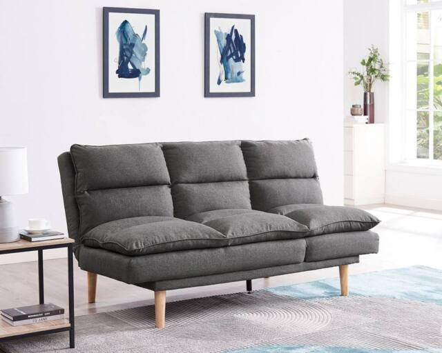 Home Detail Idris Fabric Sofa Bed With Pillow Topper Cushions & Chaise Feature & Wooden Legs in Grey - image 1