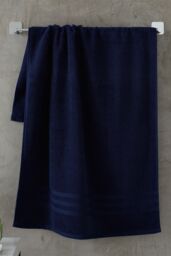 Catherine Lansfield 'Zero Twist' Cotton Bath Sheet Pair in Navy - thumbnail 1