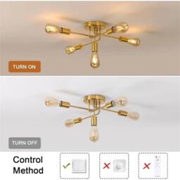 Nordara Ceiling Light 5 Arms Chandeliers Gold Industrial Fitting Living Room - thumbnail 6