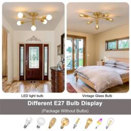 Nordara Ceiling Light 5 Arms Chandeliers Gold Industrial Fitting Living Room - thumbnail 3