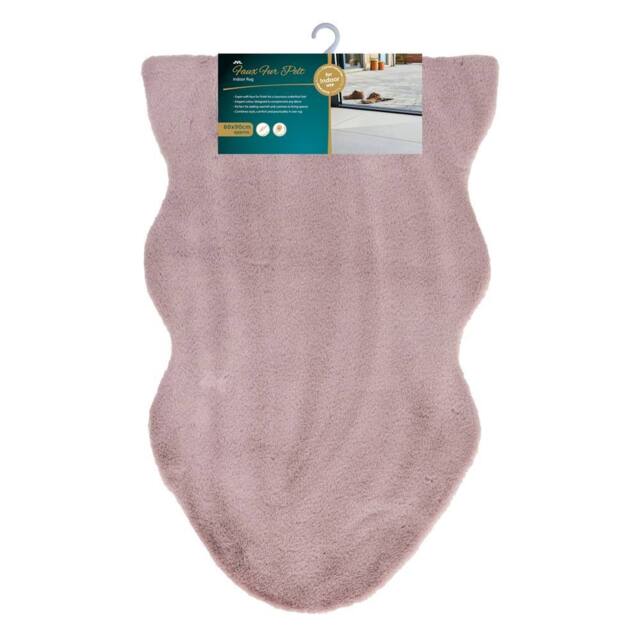 JVL Faux Fur Pelt Rug 60 x 90 cm - Soft Decorative Area Rug, Pink - image 1