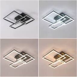 Goeco 48W Modern Square LED Ceiling Light, Dimmable Flush Mount w/ Remote in Black - thumbnail 4
