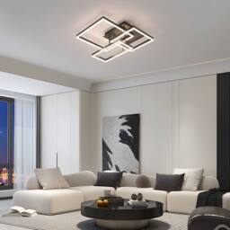 Goeco 48W Modern Square LED Ceiling Light, Dimmable Flush Mount w/ Remote in Black - thumbnail 8