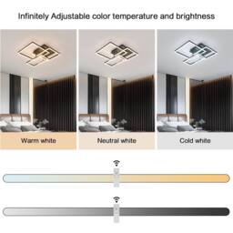 Goeco 48W Modern Square LED Ceiling Light, Dimmable Flush Mount w/ Remote in Black - thumbnail 3